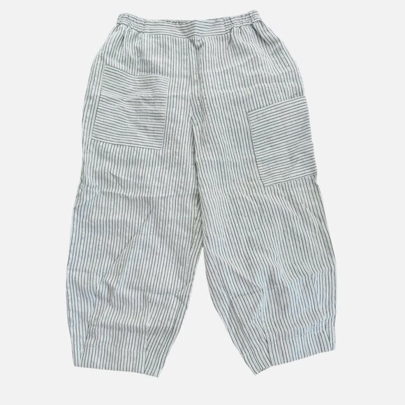 Ozai n Ku Rays Striped Metallic Pull On Lagenlook Cropped Pants Women's size L - Picture 4 of 8